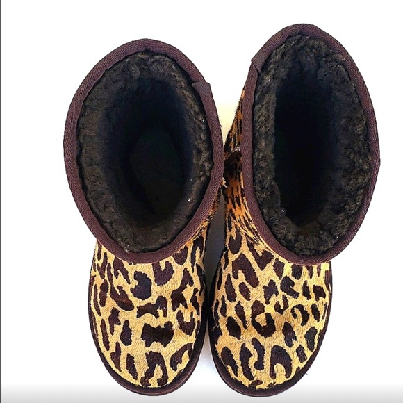 UGG Classic Short Boot Calf Hair Exotic Cheetah Print Leather Women's Size 5 - Picture 4 of 8